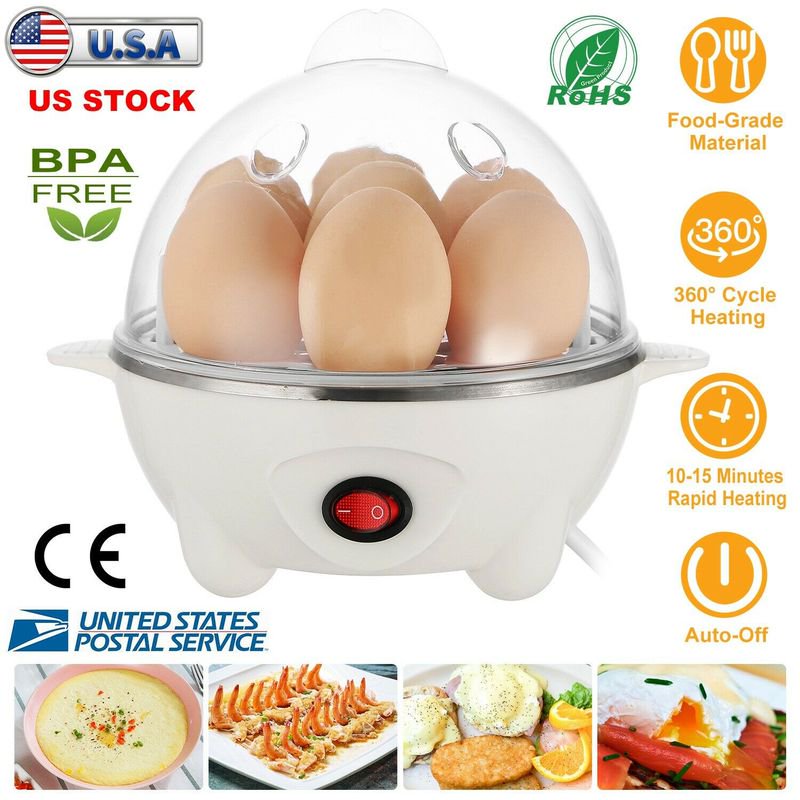PWFE Electric Egg Cooker Steamer w/ Auto Shut Off, Boiled Egg Maker for