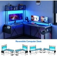 thumbnail image 4 of L-Shaped Computer Desk with LED Lights、Power Outlets and Storage Shelves, 4 of 5