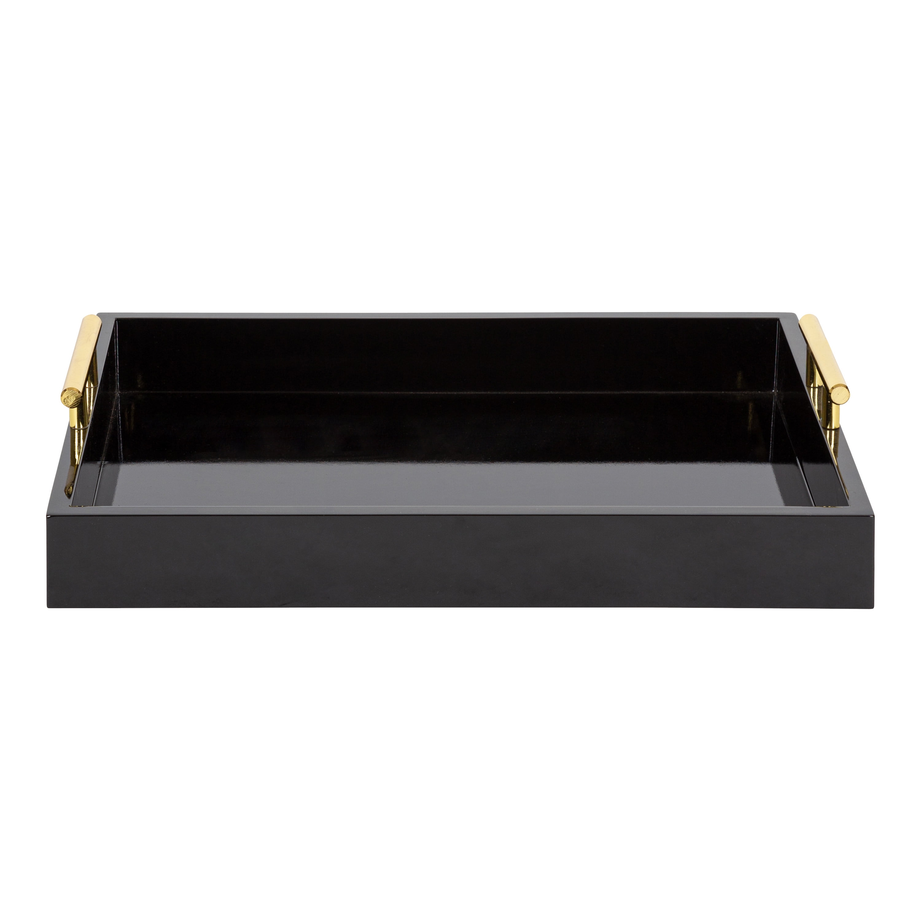 Kate and Laurel Lipton Decorative Modern Rectangular Tray, 16.5 x 12.25, Black and Gold, Chic Serving Tray for Storage, Organization, and Display