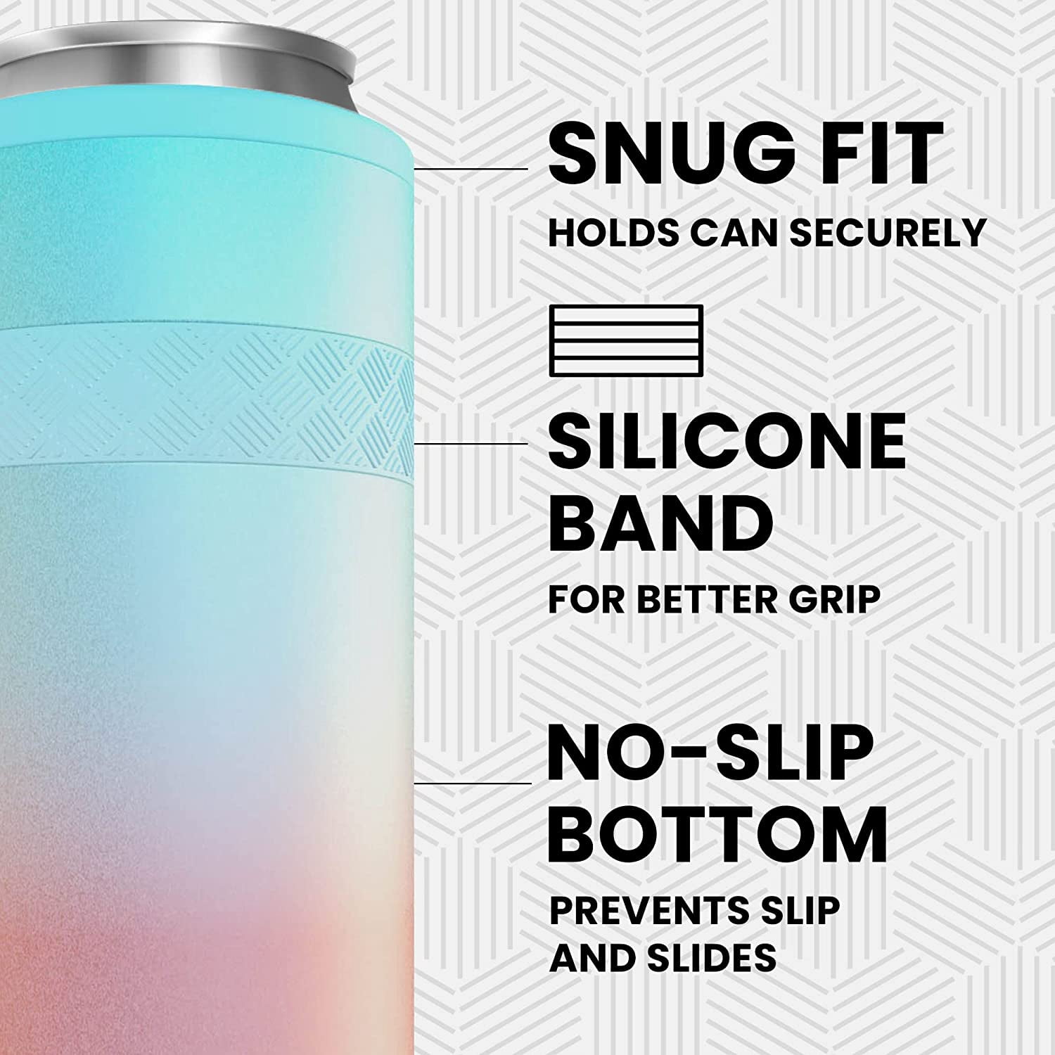 Elemental Insulated Slim Can Cooler, Triple Wall Stainless Steel Skinny Can Cooler - Drink Cooler Insulator for 12oz Skinny Seltzers, Beer, Soda Cans - Cotton Candy Dream