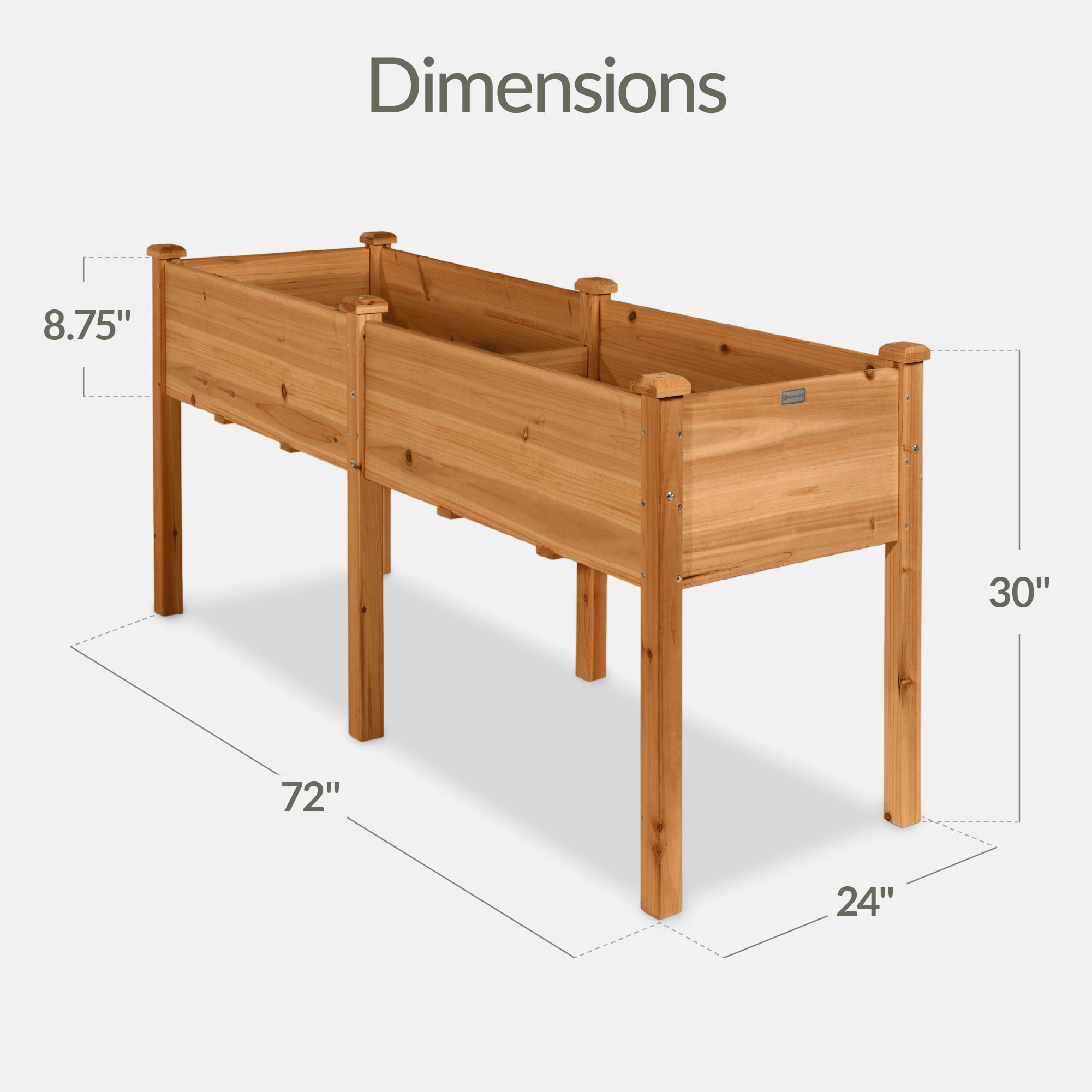 Best Choice Products 72x24x30in Raised Garden Bed, Elevated Wood Planter Box for Patio w/ Divider Panel - Acorn Brown