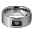 thumbnail image 2 of Tungsten Kansas Sunflower State Heart Band Ring 8mm Men Women Comfort Fit Gray Flat Cut Brushed Polished, 2 of 4