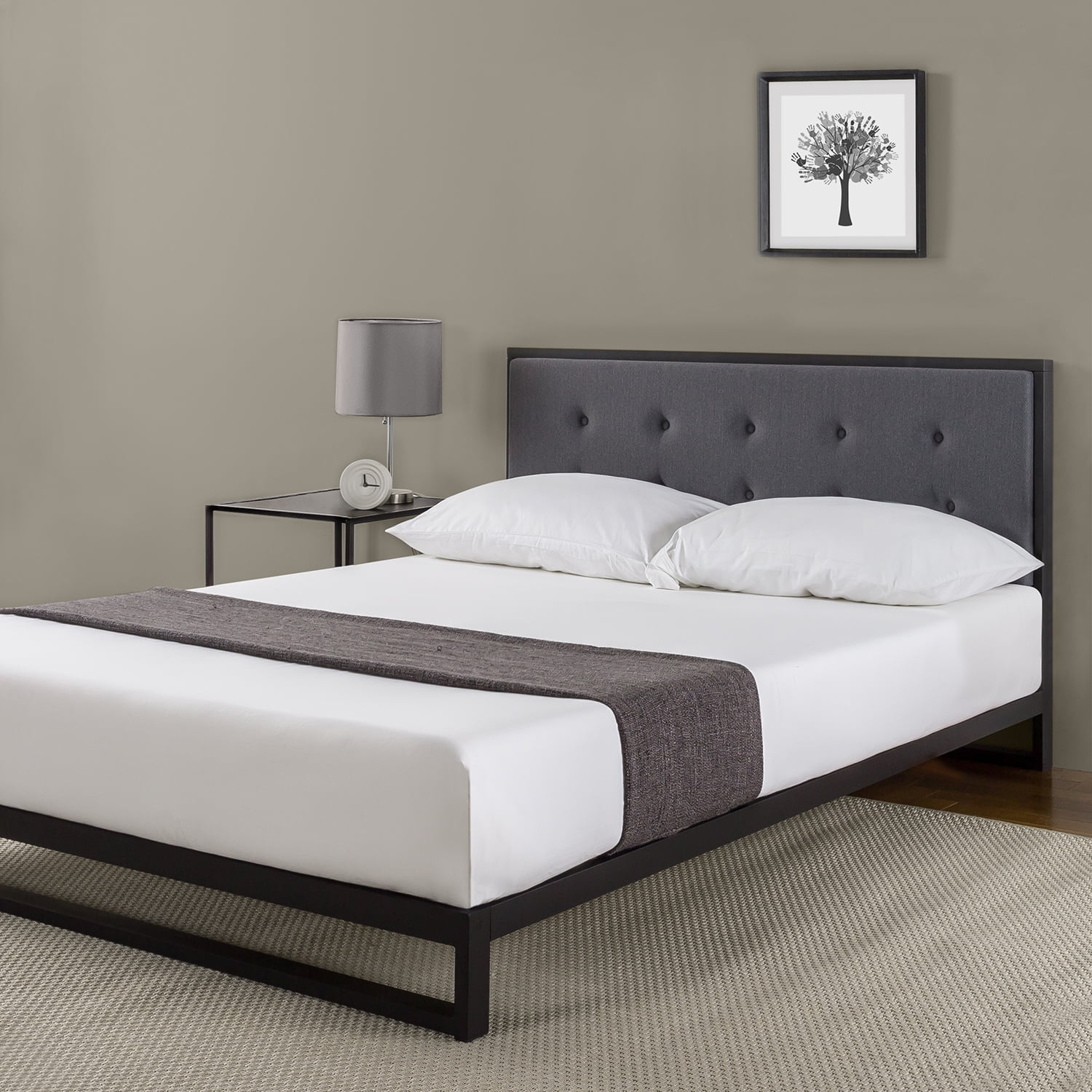 Zinus Trisha 7 Low Profile Platforma Bed Frame With Tufted Low Profile Platforma Bed Frame