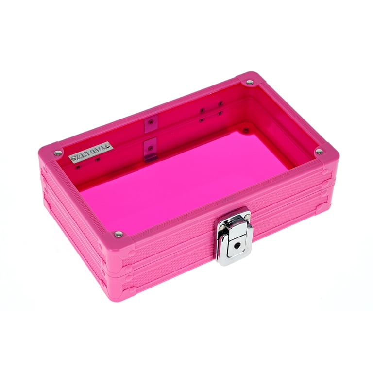 Vaultz Locking Pencil Box Pink Acrylic with Key Lock for