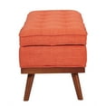 thumbnail image 3 of Katheryn Storage Bench in Tangerine Orange Fabric with Light Espresso Legs, 3 of 7
