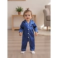thumbnail image 5 of BemeyourBBs Newborn Baby Girl Boy Silk Satin Pajamas Rompers Kids Long Sleeve Button Down Pjs Infant One Piece Jumpsuit Loungewear Sleepwear, 5 of 10