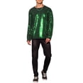 thumbnail image 2 of INSPIRE CHIC Camisetas para hombres con cuello redondo de manga larga, ajuste regular, XL, verde con lentejuelas brillantes, 2 of 6