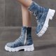 thumbnail image 4 of NECHOLOGY Botas Mujer Adulto Femenino Zapatos Botines de mujer Slip-on Retro Transpirable Botas de mujer de suela gruesa Zapatos de botas de mujer (Sky Blue, 6.5), 4 of 6