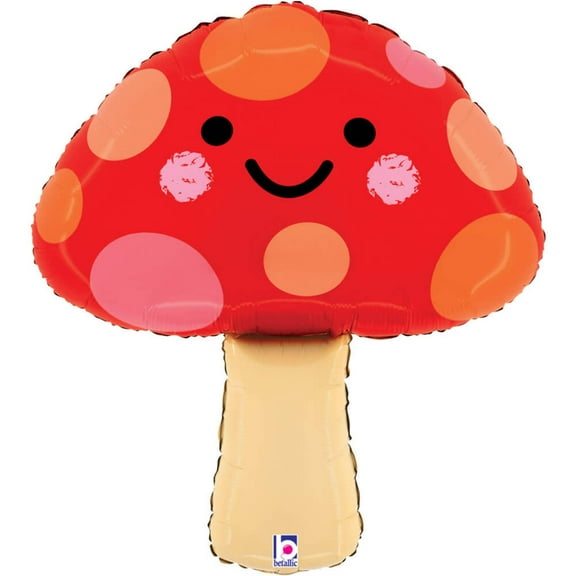 23 inch Betallic Mushroom Foil Mylar Balloon - Party Supplies Decorations