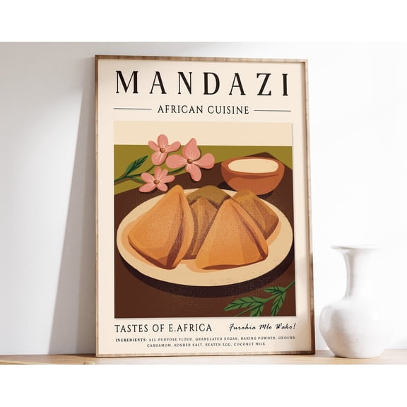 Mandazi Food Poster, African Food Art, African Food Poster, Kitchen Decor, Kitchen Art, Food Art, Cooking Poster, Food Gift Wall Art, Modern Wall Decor, 8x12 UNFRAMED