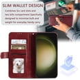 thumbnail image 4 of SaniMore for Samsung Galaxy S22 Ultra PU Leather Case, Wallet Design with Card Slots Cash Pocket [Wrist Strap] Flip kickstand Full Body Protection Magnetic Closure Business TPU Shell, Winered, 4 of 11