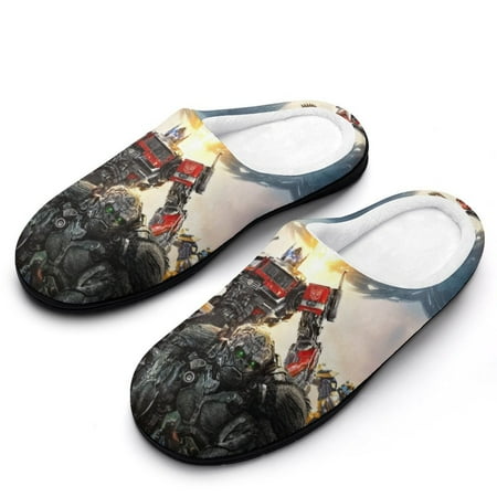 

Mens Cozy Slippers Transformers Warm Soft Plush Slipper Slip-on House Shoes for Home Indoor Outdoor