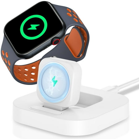 2 in 1 Watch Charger for Apple Watch Charger HopePow Magnetic Wireless Foldable Portable iWatch Charger Stand Charging Station Wireless Charger for Apple Watch Series AirPods Multple Devices White