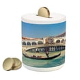 thumbnail image 1 of Venice Piggy Bank, Cityscape on a Sunny Day Rialto Bridge Venetian Grand Canal Travel Destination, Ceramic Coin Bank Money Box for Cash Saving, 3.6" X 3.2", Multicolor, by Ambesonne, 1 of 4