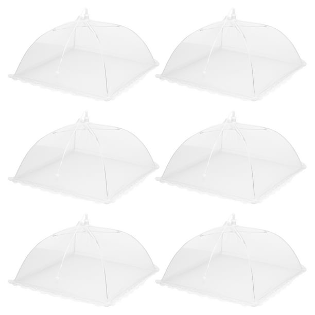 6 Piezas Grandes y Altas Cubiertas para Alimentos de Malla de 13" para Exteriores, Cubiertas Protectoras para Alimentos Plegables, Blancas