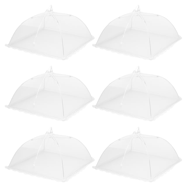 6 Piezas Grandes y Altas Cubiertas para Alimentos de Malla de 13" para Exteriores, Cubiertas Protectoras para Alimentos Plegables, Blancas