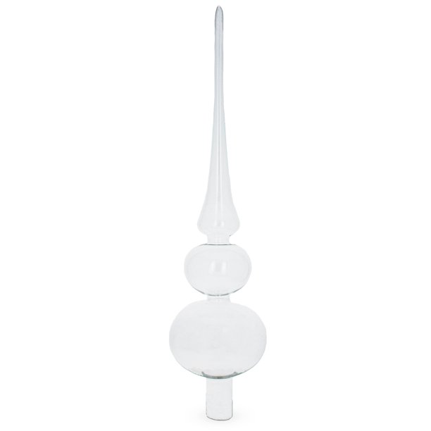 BestPysanky Double Ball Clear Glass Christmas Tree Topper