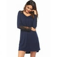thumbnail image 2 of Women Stitching Plus Size Pajamas Nightgown Lace Silk Nightdres Homewear Sleepwear, 2 of 8
