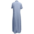 thumbnail image 5 of fartey Women Plus Size Sundresses Button Down Ruffle Layered Hem Pockets Maxi Dress Roomy Solid Color V Neck Short Sleeve Dresses, 3XL-5XL, 5 of 5