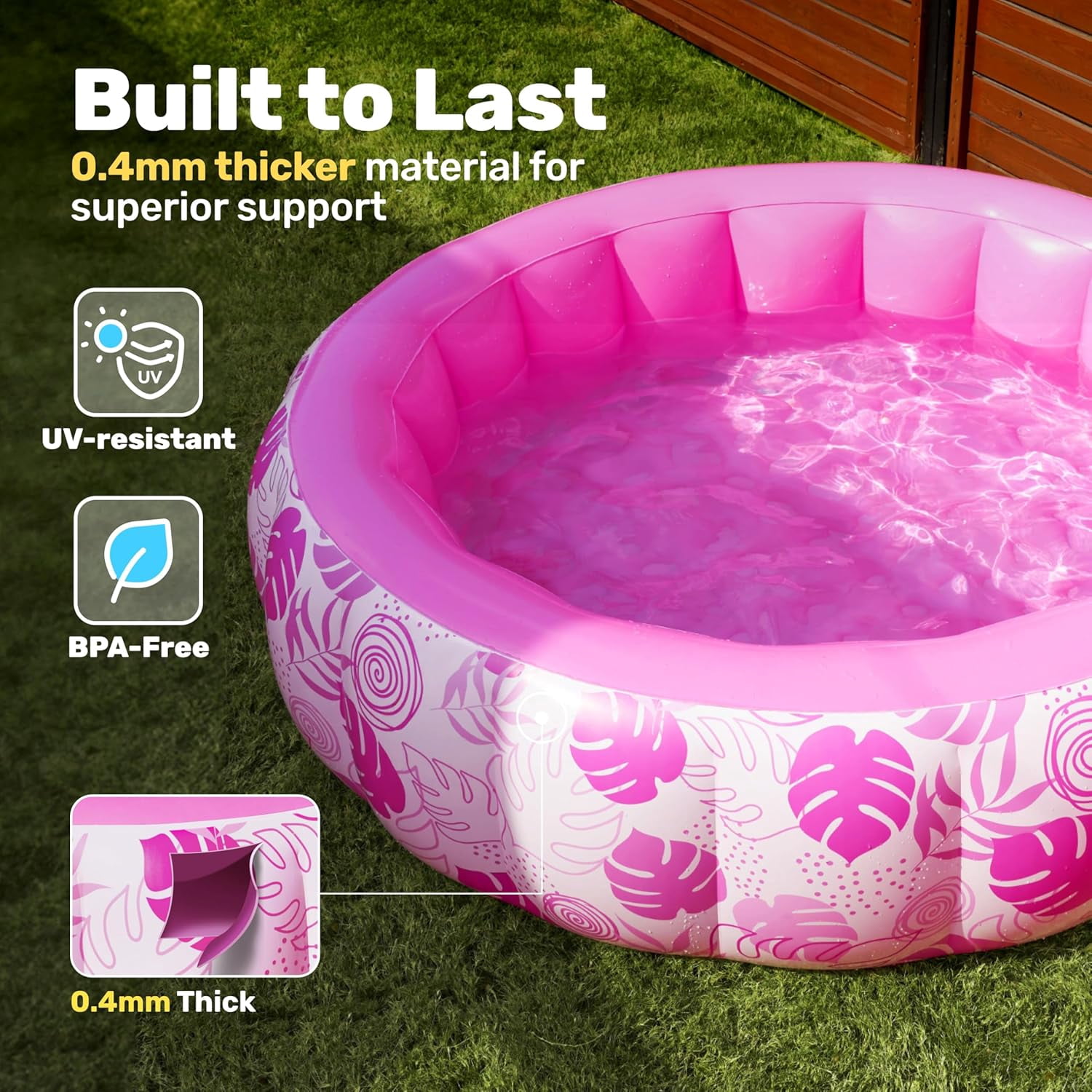 Inflatable Swimming Pool,5.5ft x 20 Inch Full-Sized Blow Up Durable Thickened Luxury Above Ground Family Pool with Comfortable Backrest for Summer Water Party Backyard Garden Lawn