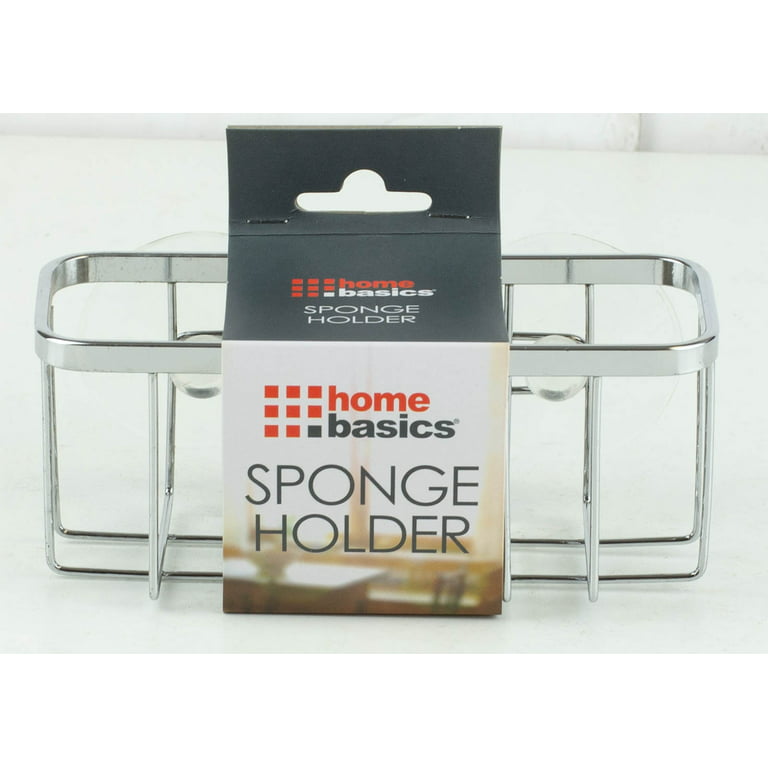 Home Basics Sponge Holder with Suction Cups, Satin Nickel