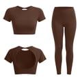 thumbnail image 5 of Yievot Seamless Workout Sets for Women 2 Pieces Athletic Outfits Short Sleeve Crop Top & High Waist Scrunch Butt Legging Gym Yoga Outfit, 5 of 9