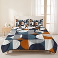 thumbnail image 3 of Full Quilt Set 78''x90'', Navy Blue Lightweight Bedspread Coverlet Set with 2 Pillow Shams, Middle Century Modern Geometric Abstract Art Breathable All Season Quilt Bedding for Bedroom/Guest Room, 3 of 9