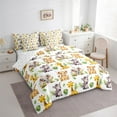 thumbnail image 3 of Homewish Elephant Lion Zevra 7pcs Bedding Comforter Set,Tropical Monstera Leaf Queen Bedding Sets,Yellow White Green Queen Sheet Sets For Boys Teens,Ultra Soft Home Decor Reversible, 3 of 8