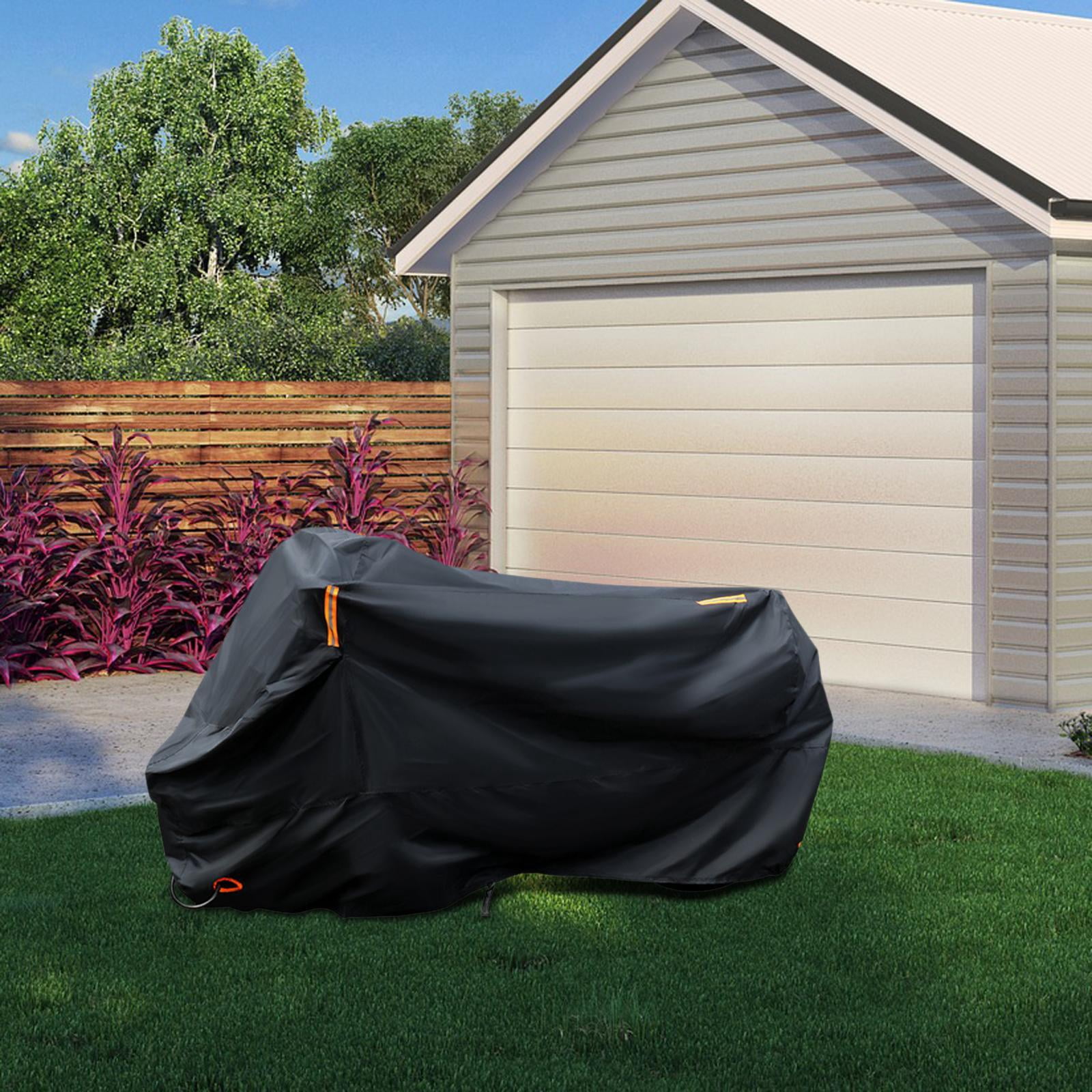 funtasica Motorcycle Cover, Motorcycle Cover, Outdoor Sun Protection, with Lock Holes, with Reflective Stripes, Wear-resistant, Windproof, Rain Protection Black XXL