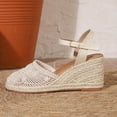thumbnail image 5 of Pandaie Platform Wedge Sandals for Women Arch Support Knit Slip on Espadrille Breathable Ankle Strap Summer Beach Casual Shoes Beige Size 6, 5 of 7
