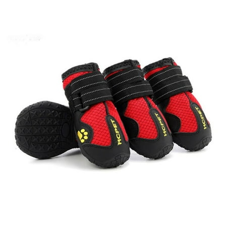 Fashion Water splash prevention Anti Slip Mountainous Wearable Dog Leg Cover Wear-resistant Warm Dog Shoes Pet Rainshoes Socks Shoe Dog Boots RED 2 BREATHABLE WITH LOGO