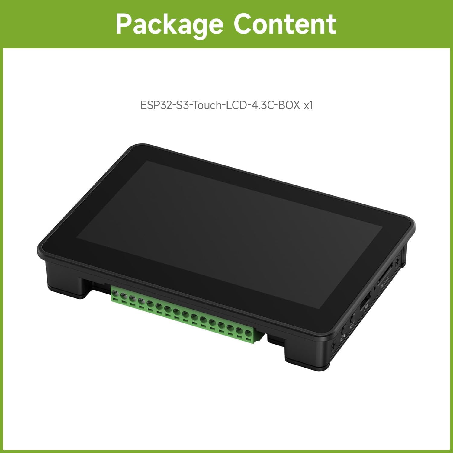 ESP32-S3 4.3inch AI Voice Touch Display Development Board, 800 × 480 Resolution, 5-Point Touch, Dual-MIC Array, Supports 2.4GHz Wi-Fi & BLE 5, with Plastic Case