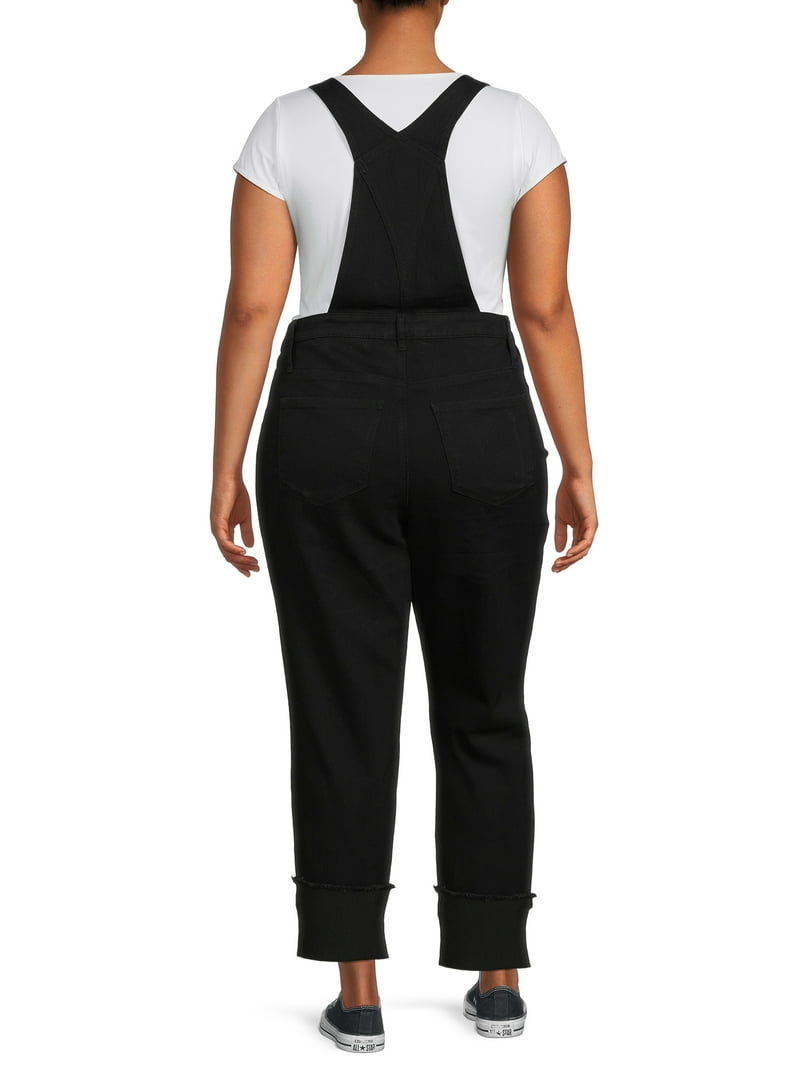 A3 Denim Women's Plus Size Stretch Denim Overalls with Cuffs