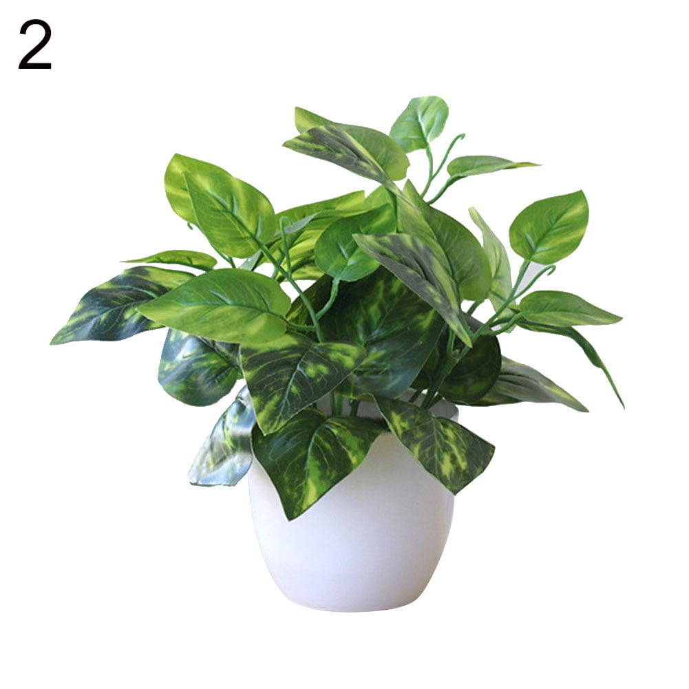 Visland Mini Fake Plants in Pots,Artificial Plastic Green Plants