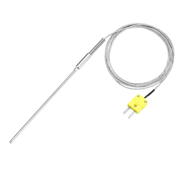 K Type Thermocouple with Plug, Meter Temperature Sensor Probe -40 to 1100°C(-40 to 2012°F) Stainless Steel, 5x100mm 6.6ft Wire