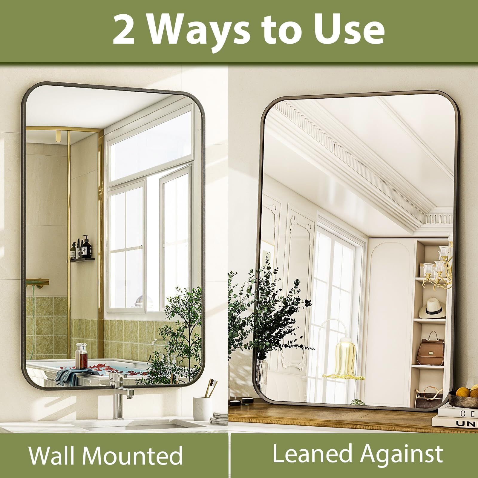 Anyrose Bathroom Mirror Rectangle Wall Mirror 30 x 40 inch Large Wall Mounted Vanity Mirrors with Aluminum Frame,Black