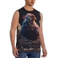 thumbnail image 2 of Bingfone White Purple Flower Chicken Pattern Men's Tank Tops Workout Sleeveless Tee Shirts Running Beach Tanks for Men-X-Large, 2 of 4