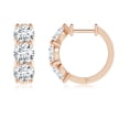 thumbnail image 2 of Angara Three Stone Lab Grown Diamond Hoop Earrings in 14K Rose Gold for Women - April Birthstone Jewelry | 3ct Lab Created Diamond Hoops, 2 of 7