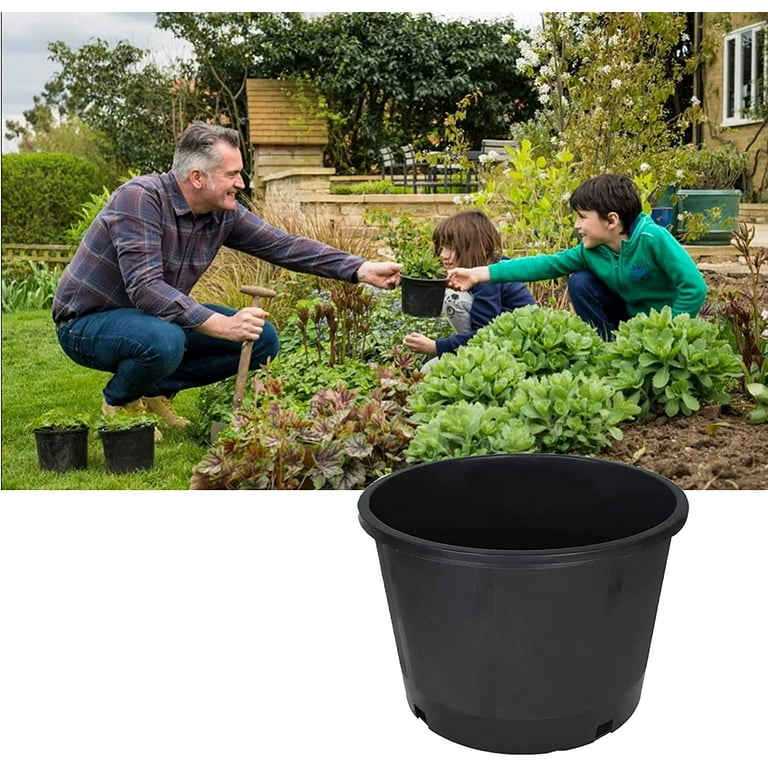 10-Pack 5 Gallon Squat Premium Black Nursery Pot Plant Container Garden  Planter Pots (5 Gallon Squat )