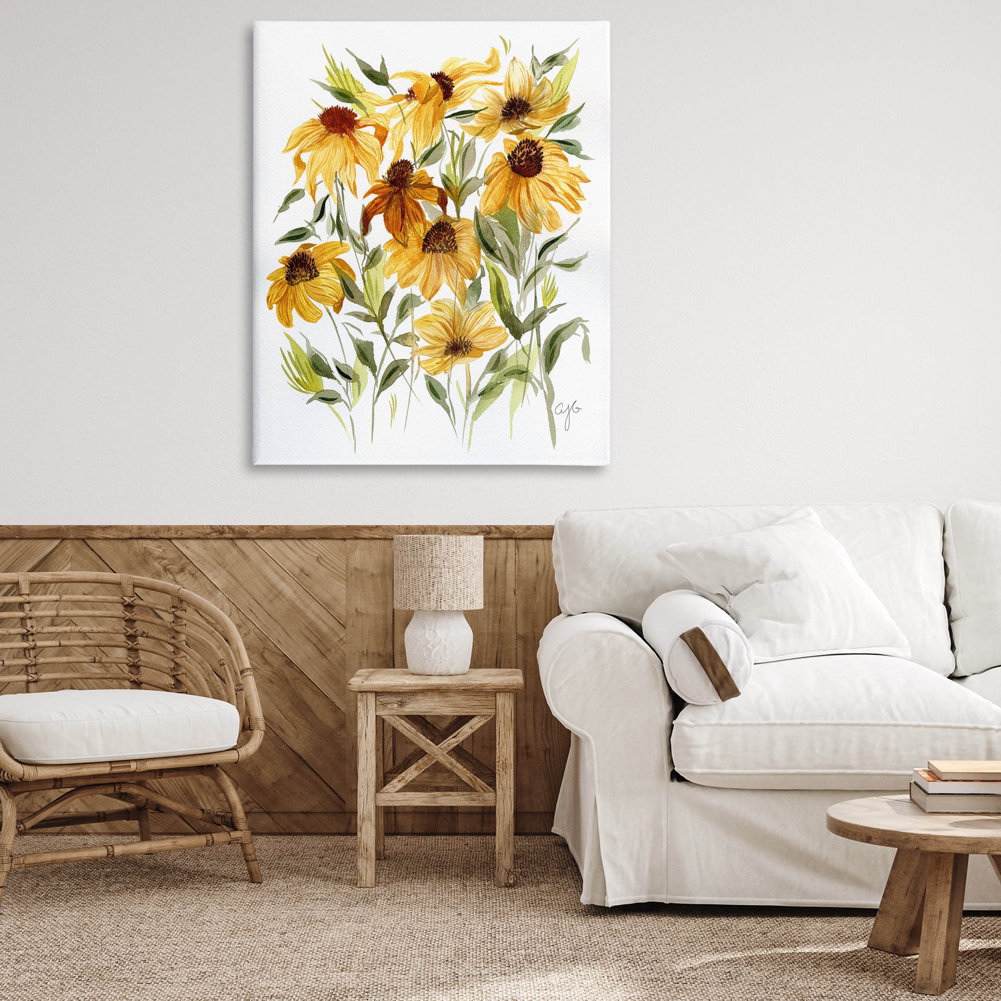 Stupell Industries Wild Rudbeckia Flowers Botanical & Floral Painting Gallery Wrapped Canvas Art Print Wall Art, 36 x 48