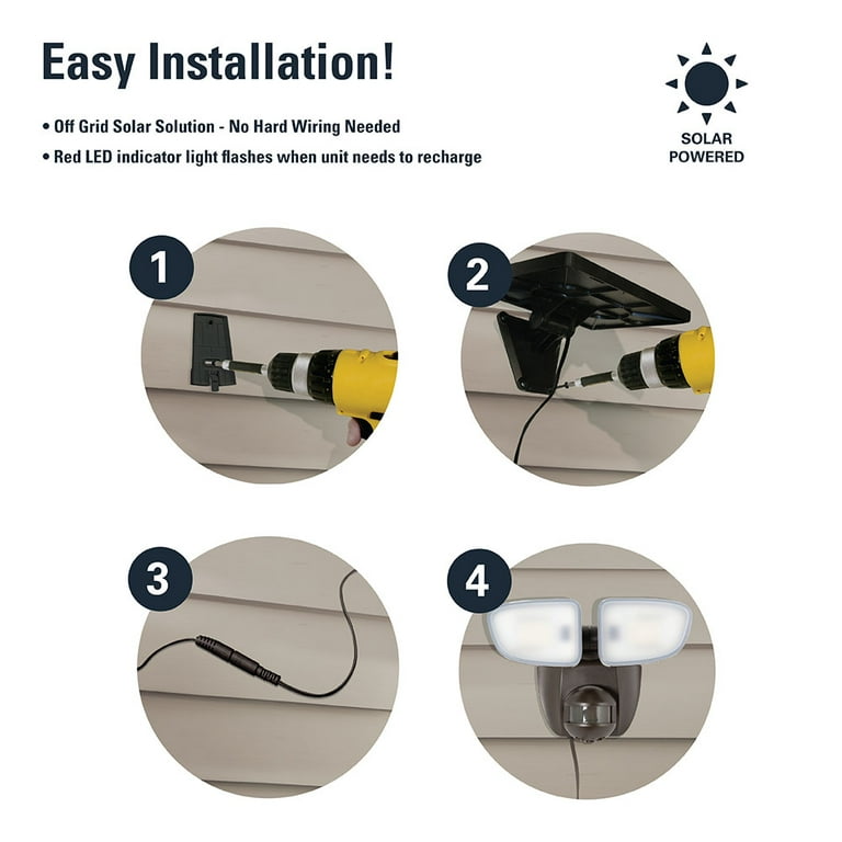 Halo Solar Outdoor LED Twin Head Flood and Security Light 180