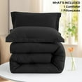 thumbnail image 2 of MERITLIFE Black Comforter Set Twin/Twin-XL Size, 2 Pieces Lightweight Plain Bedding Set & Collections, All Season Fluffy Bed Set (66x90In Comforter & 1 Pillowcase), 2 of 8