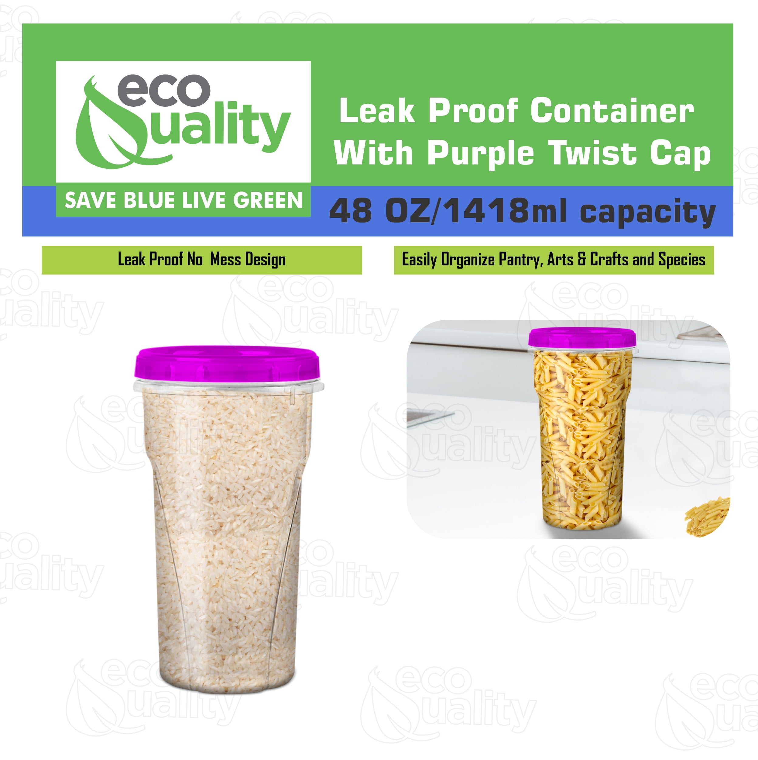 48oz Twist Top Food Storage Plastic Containers BPA-Free, Leak Proof –  EcoQuality Store