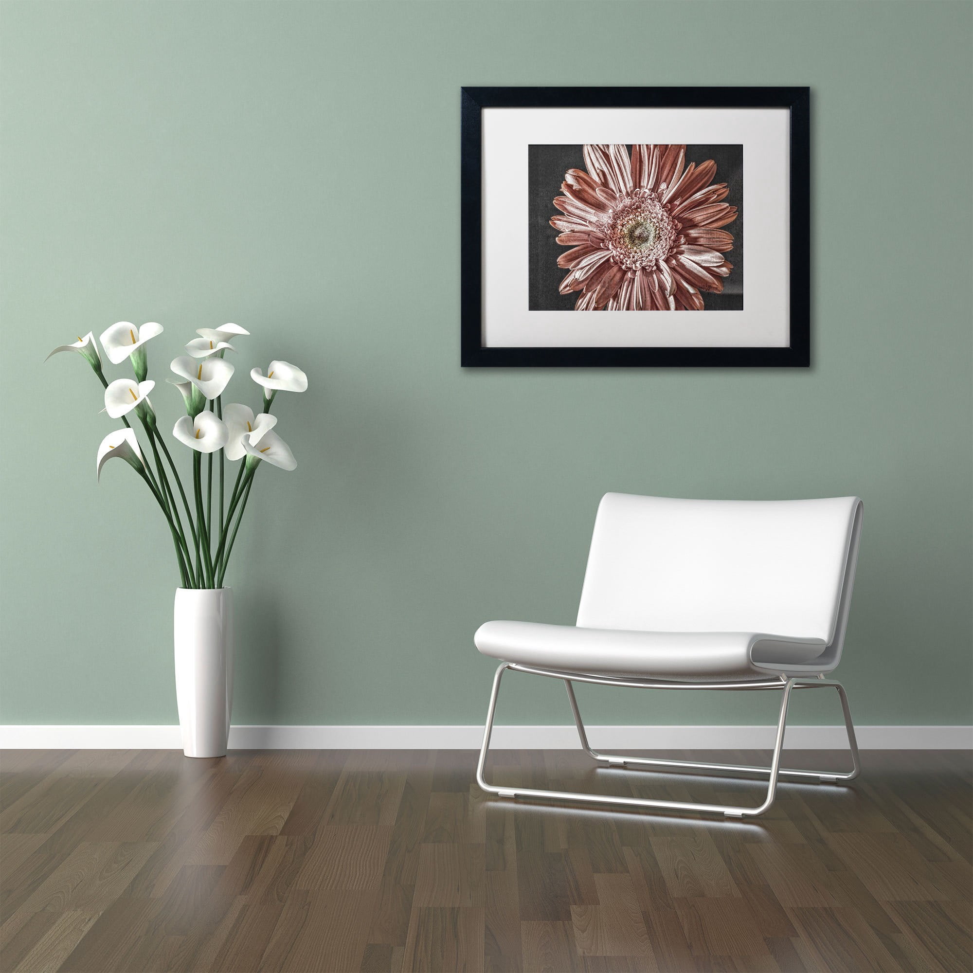 Trademark Fine Art "Silvery Pink" Canvas Art by Lois Bryan, White Matte, Black Frame