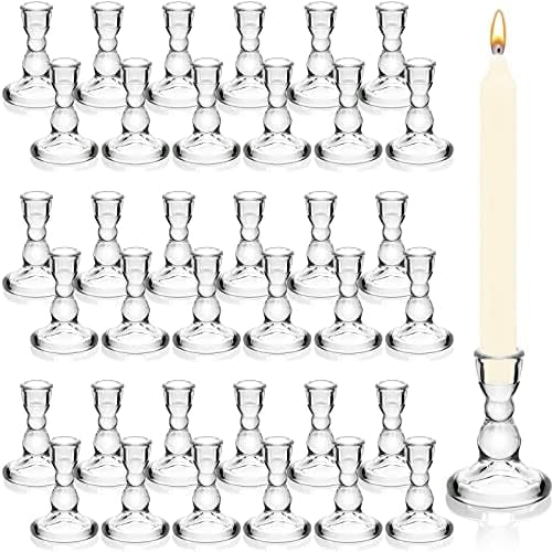 Set of 36 Clear Glass Taper Candle Stick Holders Bulk Small Tapered Pillar Candlestick Holders for Wedding Table Centerpieces Holiday Party Windowsill Decor$$Home Decor, Kitchen, & Other