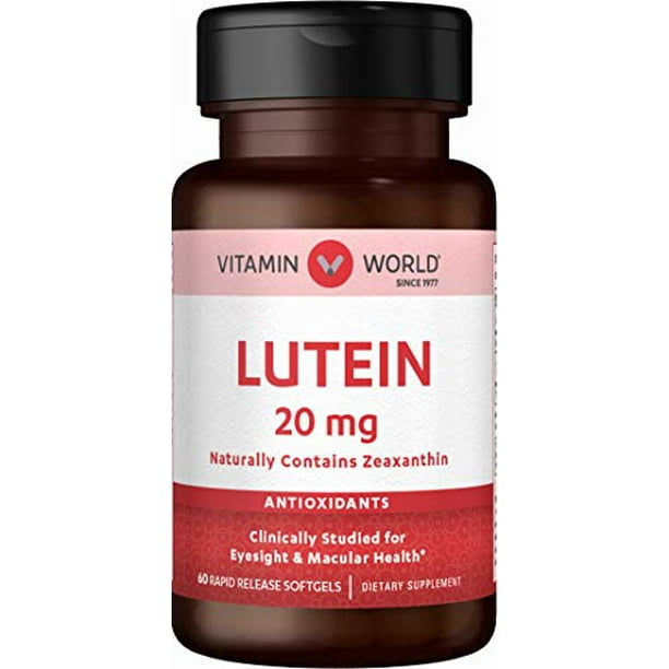 Vitamin World Lutein 20mg 60 Softgels, Zeaxanthin, Eye, Antioxidant