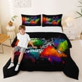 thumbnail image 2 of Castle Fairy Handball Gamer King Size Comforter Sets 3pcs, Sport Graffiti Splash Comforters King Size, Black White,Black Reversible,1 Comforter and 2 Pillowcases, 2 of 6