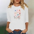 thumbnail image 2 of Charella Women's Floral Printed Tops Flower Graphic Tee Casual Crew Neck 3/4 Sleeve Shirts Loose Fit Clothes (S, White 2), 2 of 6
