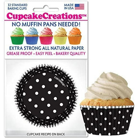 Black & White Polka Dots Baking Liners, 32 Count by Cupcake Creations