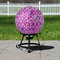 Iridescent Mosaic Outdoor Garden Gazing Ball - 10" - Purple, Pink and White